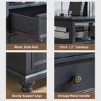 Bedside Table with 2 Drawers and Open Storage