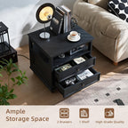 Bedside Table with 2 Drawers and Open Storage