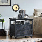 Bedside Table with 2 Drawers and Open Storage