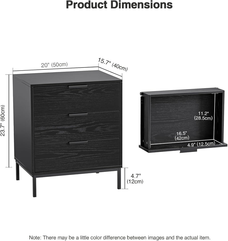 Bedside Table with 2 Drawers and Open Shelf
