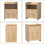 Bedside Table with 2 Drawers and Open Shelf