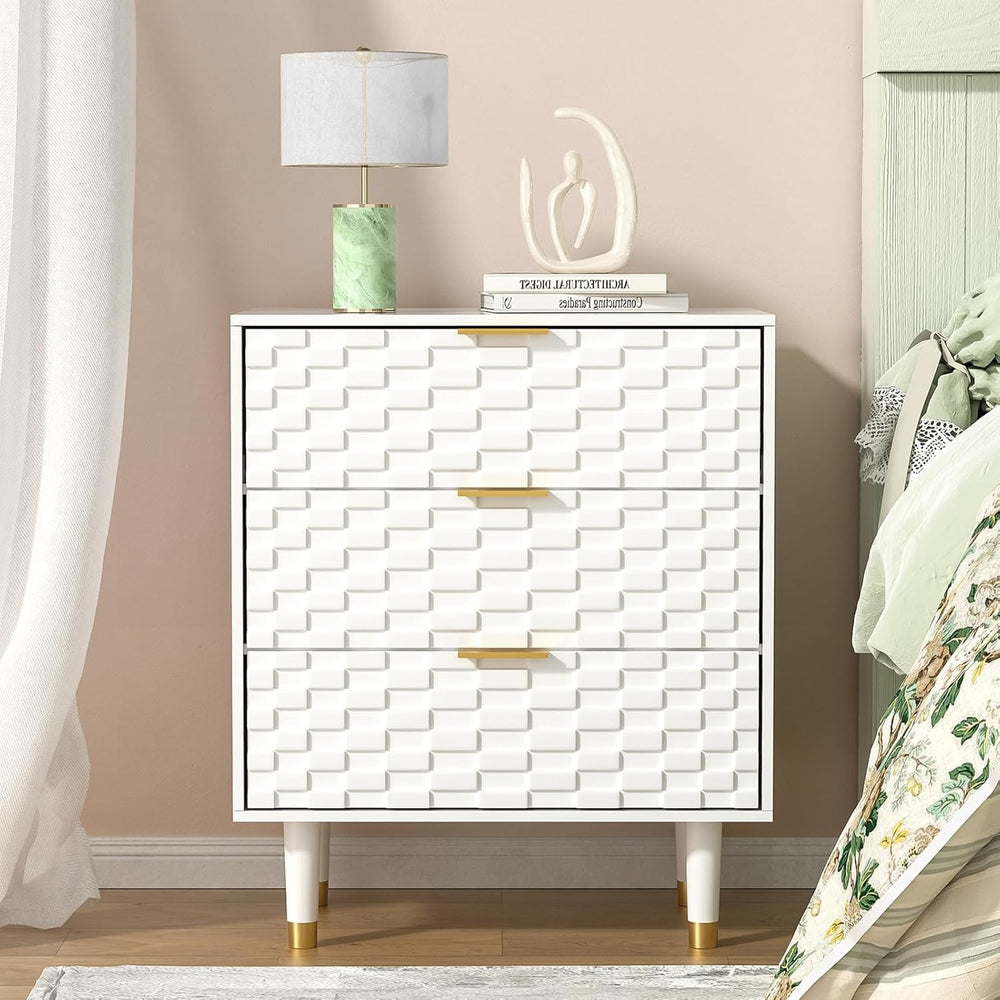 Bedside Table with 3 Drawers Bed Side