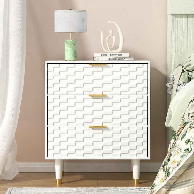 Bedside Table with 3 Drawers Bed Side