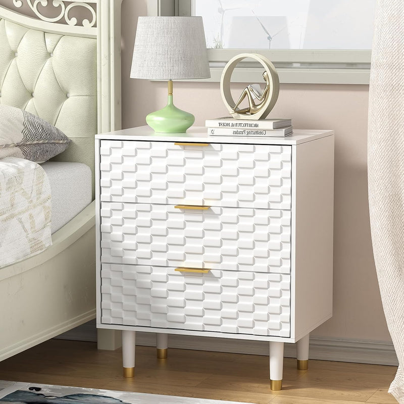 Bedside Table with 3 Drawers Bed Side