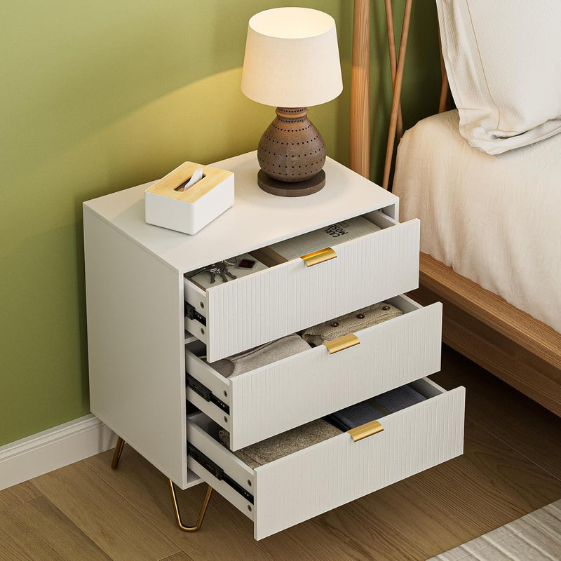 Bedside Table with 3 Drawers Chest of Bedroom