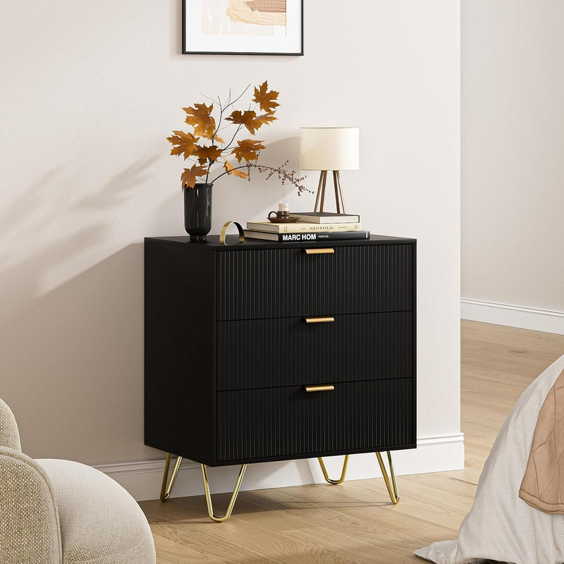 Bedside Table with 3 Drawers Chest of Bedroom