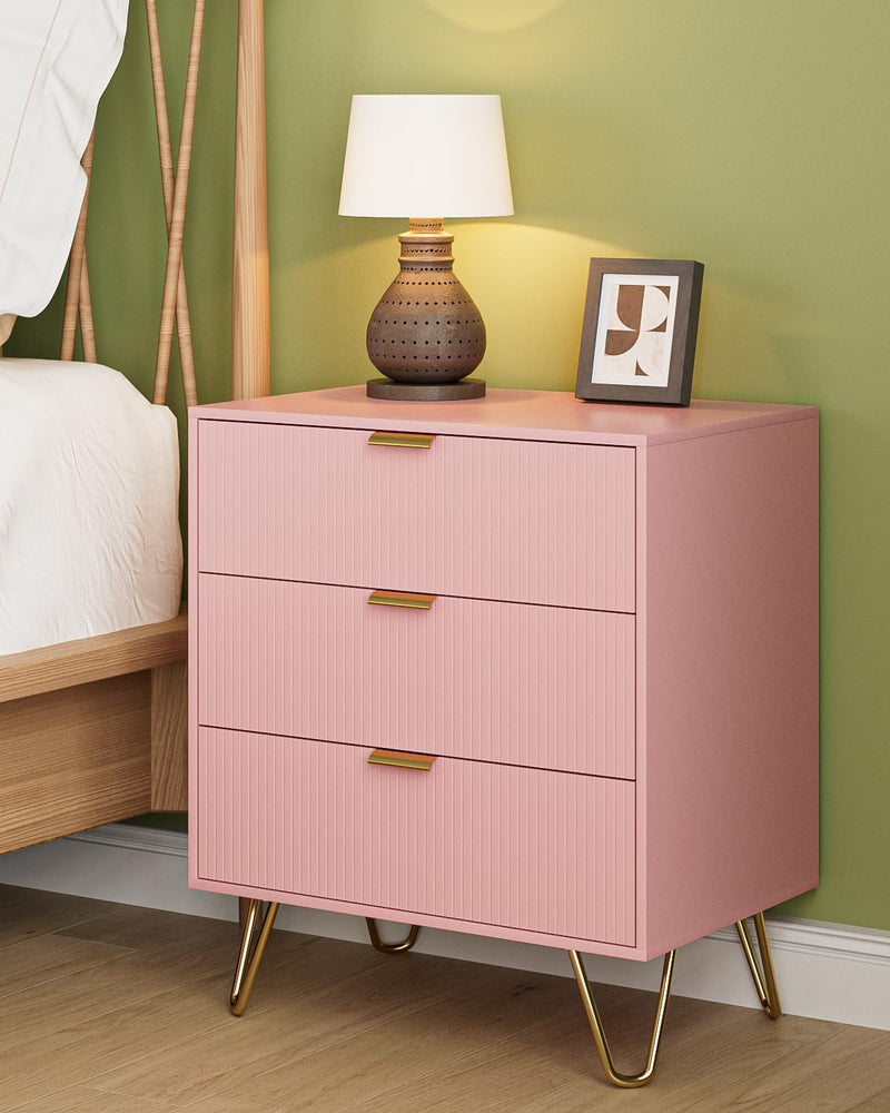 Bedside Table with 3 Drawers Chest of Bedroom
