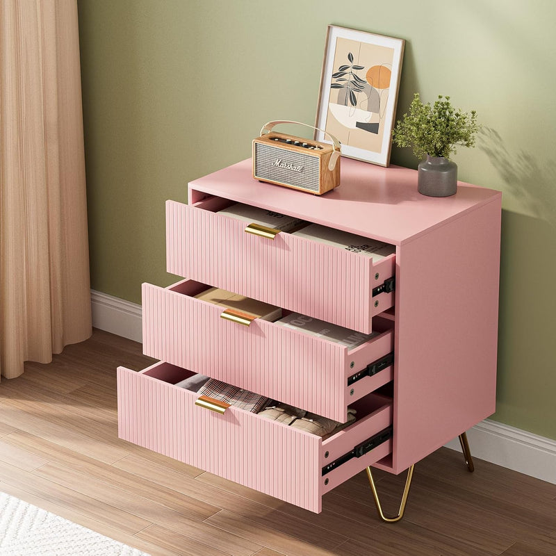 Bedside Table with 3 Drawers Chest of Bedroom