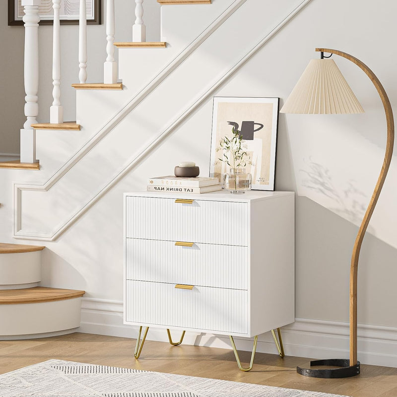 Bedside Table with 3 Drawers Chest of Bedroom