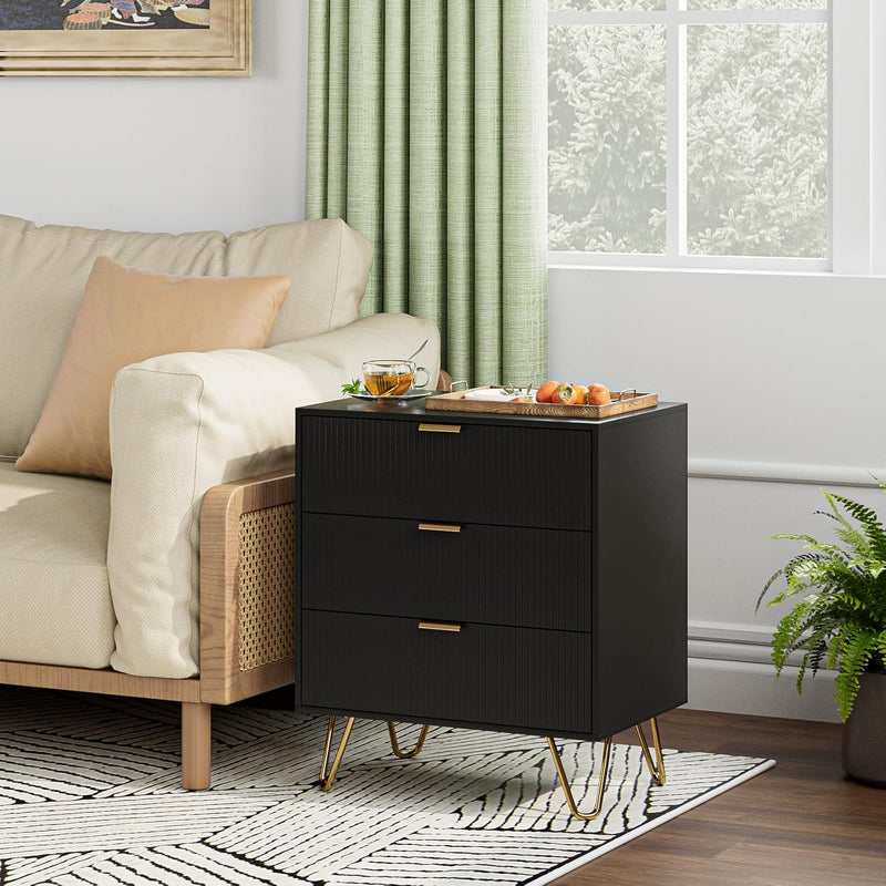 Bedside Table with 3 Drawers Chest of Bedroom