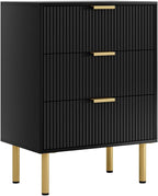 Bedside Table with 3 Drawers Modern Cabniet Metal