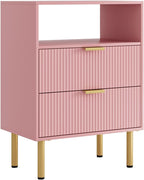 Bedside Table with 3 Drawers Modern Cabniet Metal