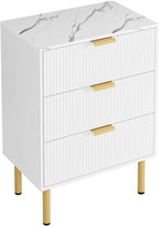 Bedside Table with 3 Drawers Modern Cabniet Metal