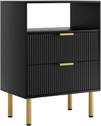 Bedside Table with 3 Drawers Modern Cabniet Metal