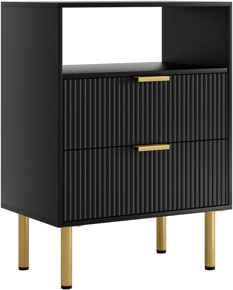Bedside Table with 3 Drawers Modern Cabniet Metal