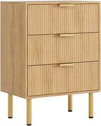 Bedside Table with 3 Drawers Modern Cabniet Metal