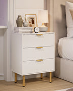 Bedside Table with 3 Drawers Modern Cabniet Metal