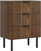 Bedside Table with 3 Drawers Modern Cabniet Metal