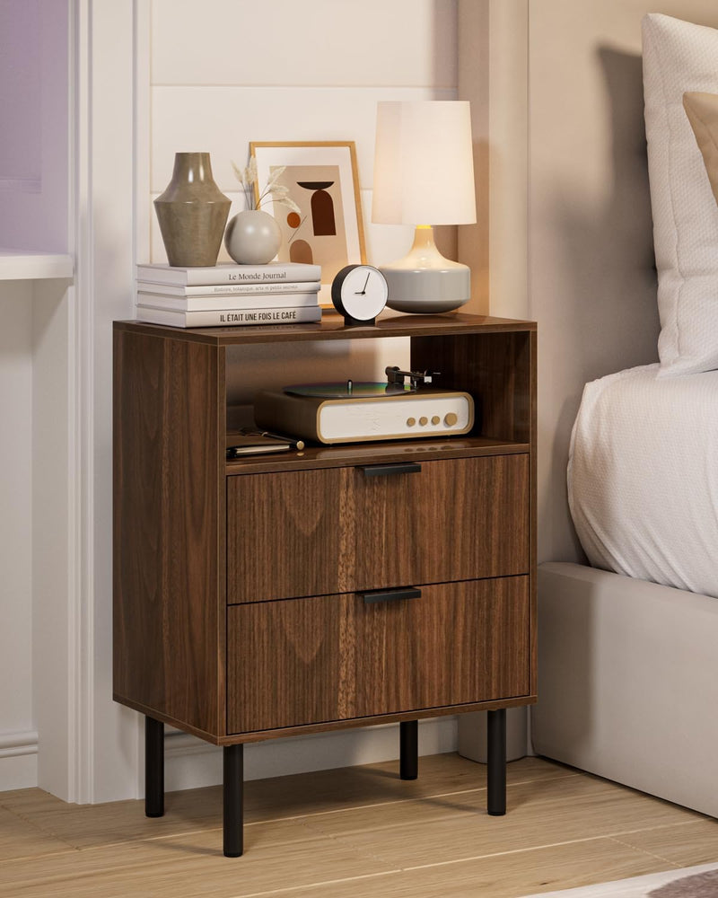 Bedside Table with 3 Drawers Modern Cabniet Metal