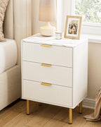 Bedside Table with 3 Drawers Modern Cabniet Metal