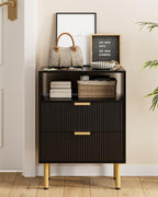 Bedside Table with 3 Drawers Modern Cabniet Metal