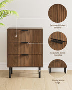 Bedside Table with 3 Drawers Modern Cabniet Metal
