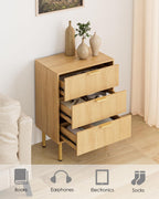 Bedside Table with 3 Drawers Modern Cabniet Metal