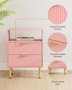 Bedside Table with 3 Drawers Modern Cabniet Metal