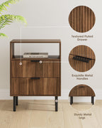 Bedside Table with 3 Drawers Modern Cabniet Metal