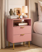Bedside Table with 3 Drawers Modern Cabniet Metal