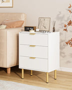 Bedside Table with 3 Drawers Modern Cabniet Metal