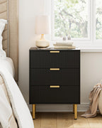 Bedside Table with 3 Drawers Modern Cabniet Metal
