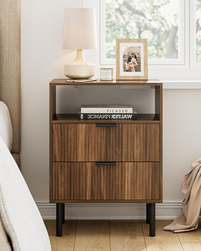 Bedside Table with 3 Drawers Modern Cabniet Metal
