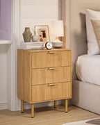 Bedside Table with 3 Drawers Modern Cabniet Metal