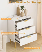 Bedside Table with 3 Drawers Modern Cabniet Metal