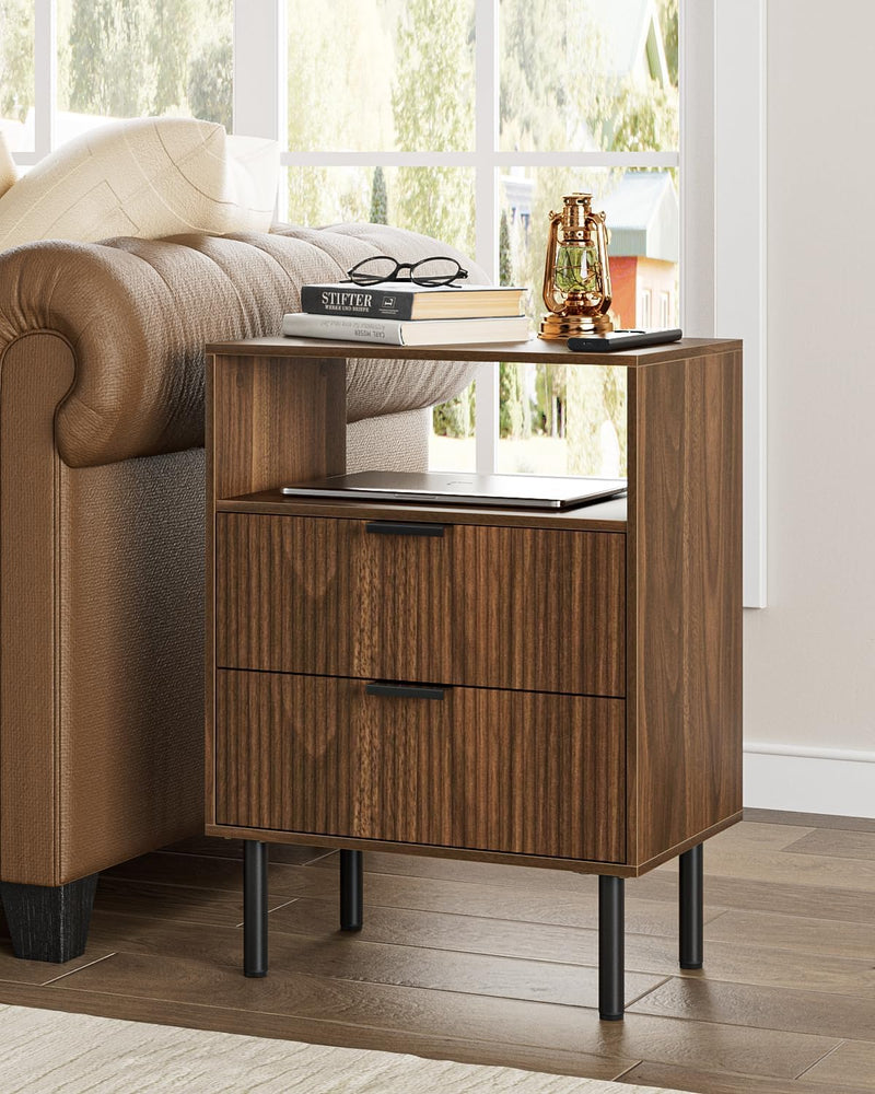 Bedside Table with 3 Drawers Modern Cabniet Metal