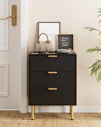 Bedside Table with 3 Drawers Modern Cabniet Metal