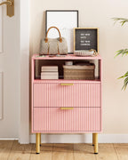Bedside Table with 3 Drawers Modern Cabniet Metal