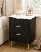 Bedside Table with 3 Drawers Modern Cabniet Metal