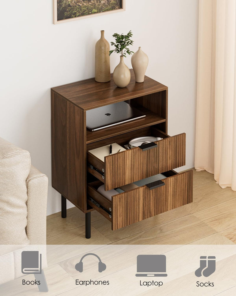 Bedside Table with 3 Drawers Modern Cabniet Metal