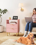 Bedside Table with 3 Drawers Modern Cabniet Metal
