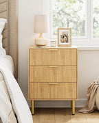 Bedside Table with 3 Drawers Modern Cabniet Metal