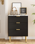 Bedside Table with 3 Drawers Modern Cabniet Metal