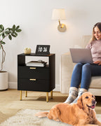 Bedside Table with 3 Drawers Modern Cabniet Metal