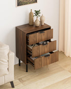 Bedside Table with 3 Drawers Modern Cabniet Metal