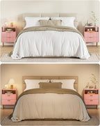 Bedside Table with 3 Drawers Modern Cabniet Metal
