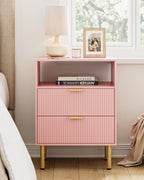 Bedside Table with 3 Drawers Modern Cabniet Metal