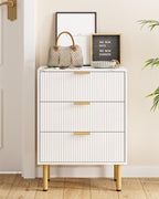 Bedside Table with 3 Drawers Modern Cabniet Metal