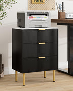 Bedside Table with 3 Drawers Modern Cabniet Metal