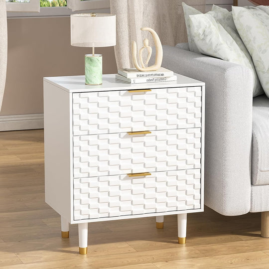 Bedside Table with 3 Drawers Morden Night Stand